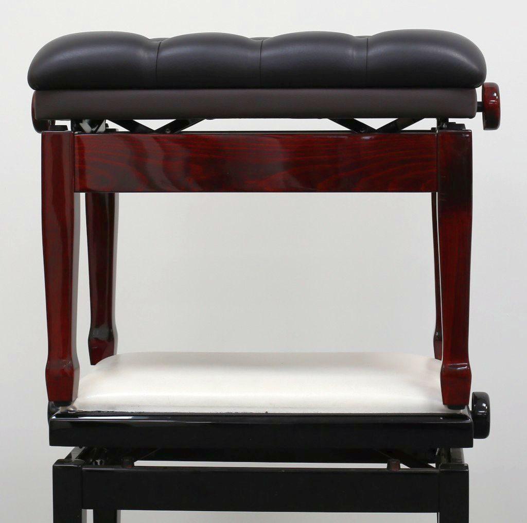 Concert bench bordeaux polished, with real leather